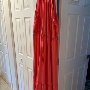 Coral Sleeveless Maxi Dress